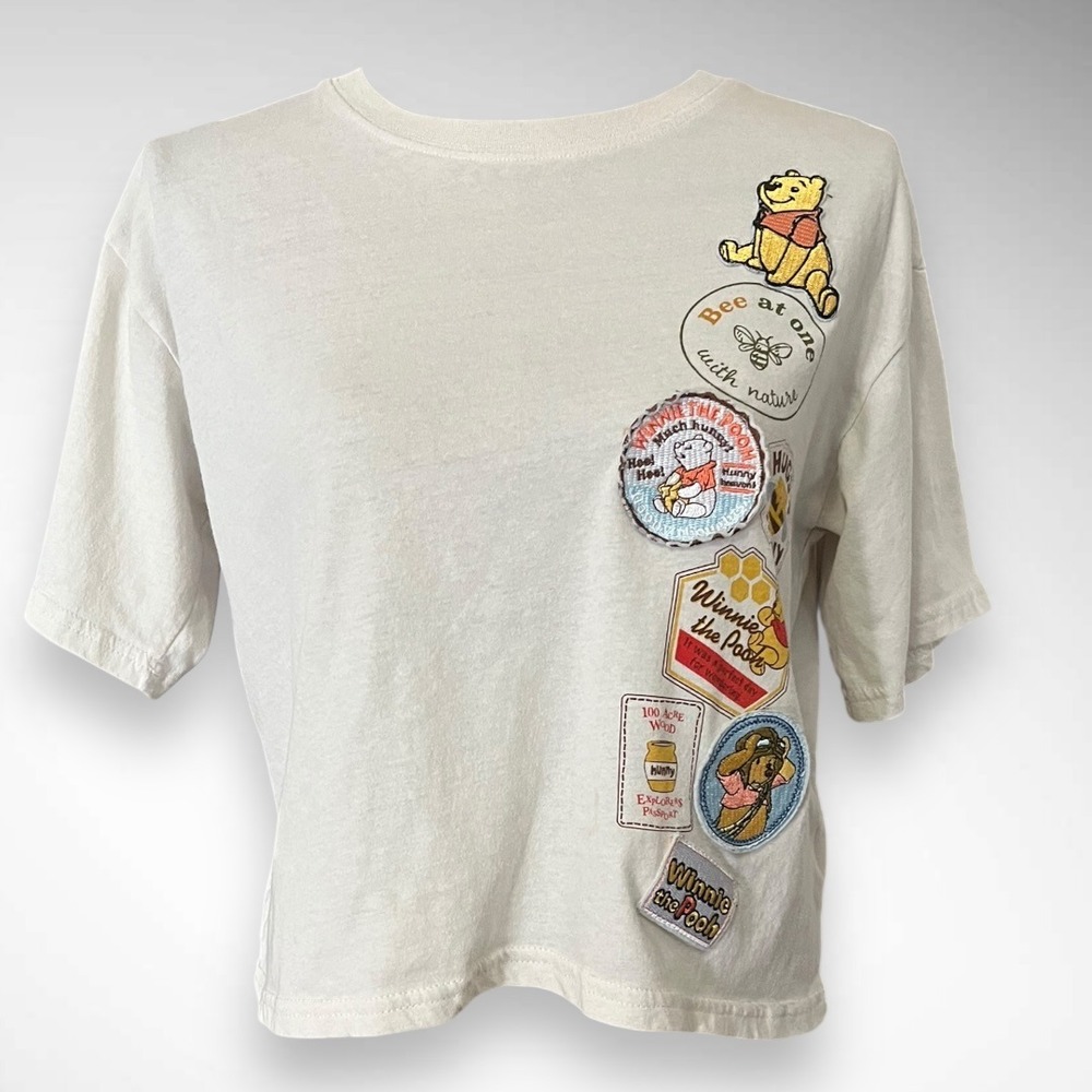 DISNEY Winnie The Pooh Off White Short Sleeve T-Shirt Sleep Shirt Small | EUC